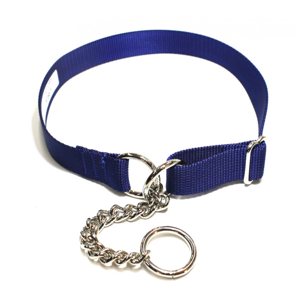 Easyfit black webbing dog collar (no buckle) blue