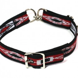 Webbing Collar With Buckle, Red White and Black Pattern