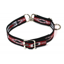 Webbing Collar With Buckle, Red White and Black Pattern