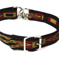 Webbing Collar With Buckle, Red Yellow and Black Pattern