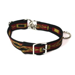 Webbing Collar With Buckle, Red Yellow and Black Pattern