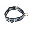 Webbing Collar With Buckle, Navy Blue, Blue and White Pattern