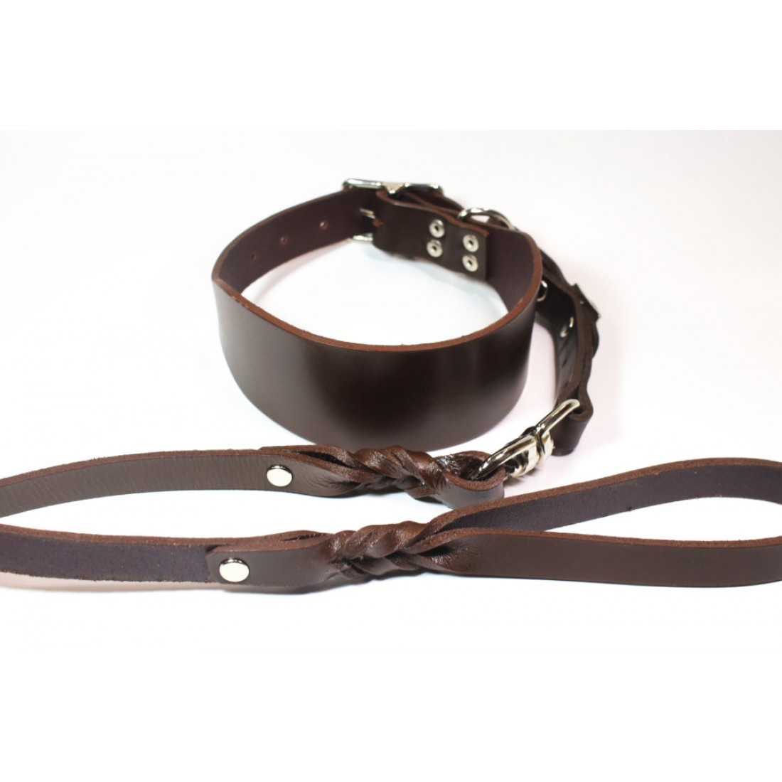 Hand-made and hand-stitched collar and lead set for Greyhounds